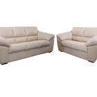 Conjunto Sofá De Couro Floyde 3 E 2 Lugares Manteiga Pigmenta