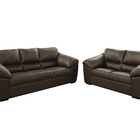 Conjunto Sofá De Couro Floyde 3 E 2 Lugares Marrom Pigmentado