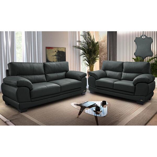 Conjunto Sofá De Couro Legítimo 3 E 2 Lugares Cama Inbox Don