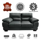 Conjunto Sofá De Couro Legítimo 3 E 2 Lugares Cama Inbox Don