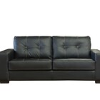 Conjunto Sofá De Couro Punto 3 Lugares Preto Pigmentado - Mem