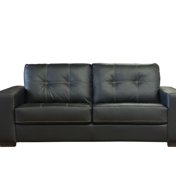 Conjunto Sofá De Couro Punto 3 Lugares Preto Pigmentado - Mem