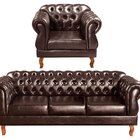 Conjunto Sofá Duquesa Chesterfield 3 Lugares + 1 Poltrona Café