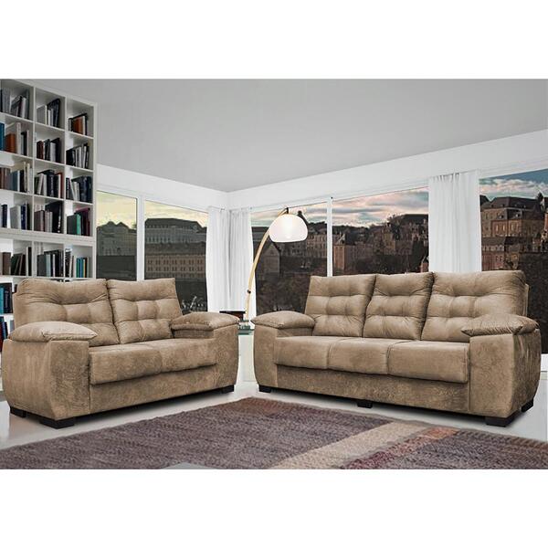 Conjunto Sofá Luxemburgo 3 E 2 Lugares 1,52m E 2,02m Suede Ca
