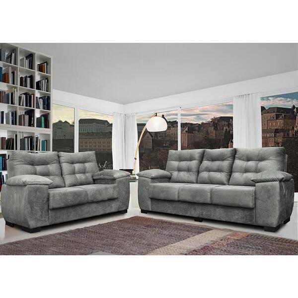 Conjunto Sofá Luxemburgo 3 E 2 Lugares 1,52m E 2,02m Suede Ci