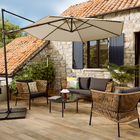 Conjunto para Jardim Sofá, Mesa e Poltrona 4 lugares Alumínio Bege|Cinza Escuro Fuji Naterial