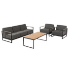 Conjunto de Sofá com Mesa para Jardim Noxia 5 Lugares Alumínio e Polipropileno Cinza Naterial