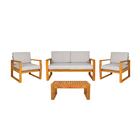 Conjunto para Jardim com Sofá, Poltrona e Mesa de Centro 4 Lugares Eucalipto Caramelo Solarium Naterial