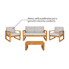 Conjunto para Jardim com Sofá, Poltrona e Mesa de Centro 4 Lugares Eucalipto Caramelo Solarium Naterial