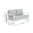 Conjunto para Jardim com Sofá, Poltrona e Mesa de Centro 4 Lugares Alumínio Branco|Cinza Athena Naterial