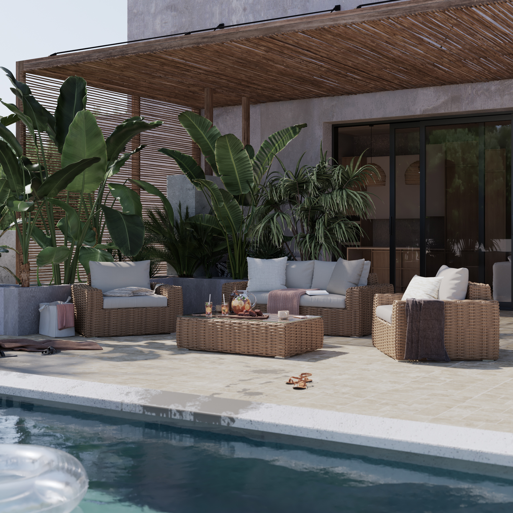 Conjunto para Jardim com 4 Lugares Ayamo Naterial