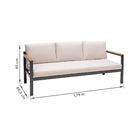 Conjunto de Sofá com Mesa e Poltrona para Jardim Oris 5 Lugares Alumínio e Poliéster Bege Naterial