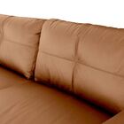 Conjunto Sofá Sala De Estar Kenny Pés Madeira Couro Caramelo