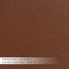 Conjunto Sofá Sala De Estar Kenny Pés Madeira Couro Caramelo