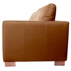 Conjunto Sofá Sala De Estar Kenny Pés Madeira Couro Caramelo