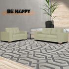 Conjunto Sofá Sala De Estar Kenny Pés Madeira Couro Off White