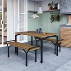 Conjunto Soho Mesa Industrial 4 Lugares Com 2 Bancos 2 Lugare