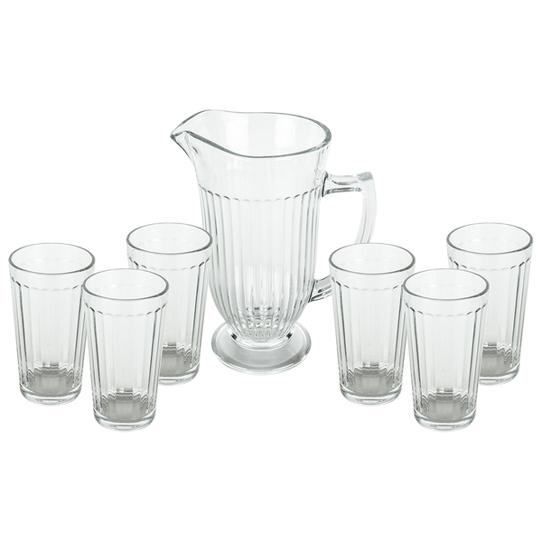 Conjunto Stripes Com 6 Copos De Vidro De 270  Ml E 1 Jarra De