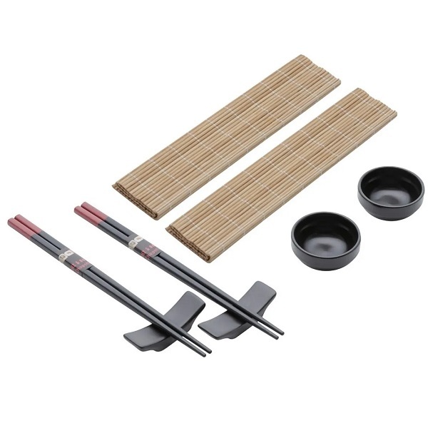 Conjunto Sushi 8 Peças Hashi Molheira Esteira E Suporte Lyor