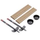 Conjunto Sushi 8 Peças Hashi Molheira Esteira E Suporte Lyor