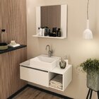 Conjunto Suspenso Para Banheiro Com Espelheira 80cm Branco