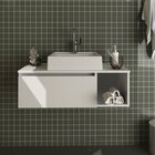 Conjunto Suspenso Para Banheiro Com Espelheira 80cm Branco