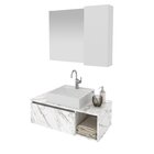 Conjunto Suspenso Para Banheiro Com Espelheira 80cm Branco/ma