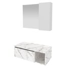 Conjunto Suspenso Para Banheiro Com Espelheira 80cm Branco/ma