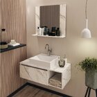 Conjunto Suspenso Para Banheiro Com Espelheira 80cm Marmoriza