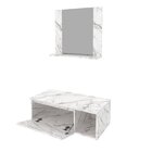 Conjunto Suspenso Para Banheiro Com Espelheira 80cm Marmoriza
