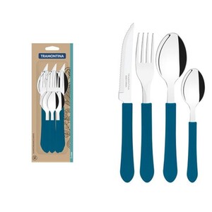 Foto de Conjunto Talheres 12 Pcs Leme Azul Tramontina Aço Inox