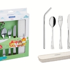 Conjunto Talheres Infantis Aço Inox Com Estojo 05 Peças Tramo