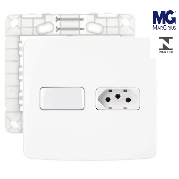 Conjunto Tomada 20a + Interruptor Intermediário Margirius B3