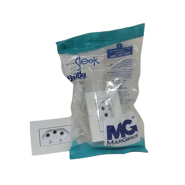 Conjunto Tomada 20a Sleek Movel Branco Margirius