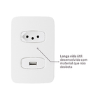 Conjunto Tomada 2P+T 10A + USB 2A com Placa 4x2 Branco Gracia Alumbra