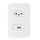 Conjunto Tomada 2P+T 10A + USB 2A com Placa 4x2 Branco Gracia Alumbra