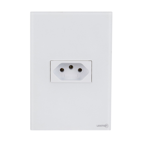 Conjunto Tomada 4x2 Simples 10A com Suporte Acrílico Branco Madrid Lexman