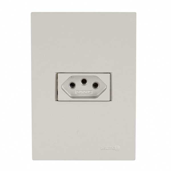 Conjunto Tomada 4x2 Simples 10A com Suporte Acrílico Titanium Madrid Lexman