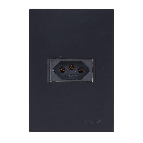 Conjunto Tomada 4x2 Simples 10A com Suporte Acrílico Preto Fosco Madrid Lexman