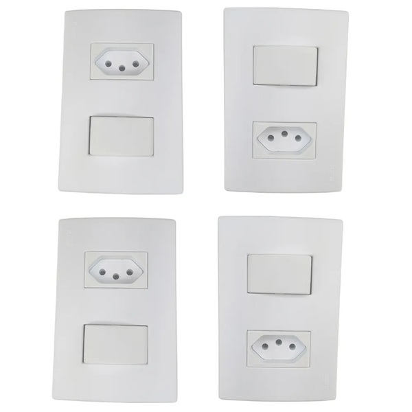 Conjunto Tomada Interruptor Simples 2p + T 10a Resistente Kit