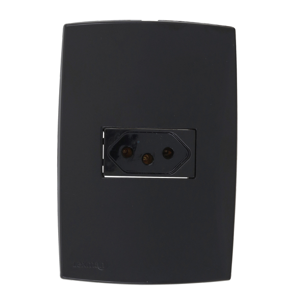 Conjunto Tomada Simples 2P+T 10A 220V Preto Lexman