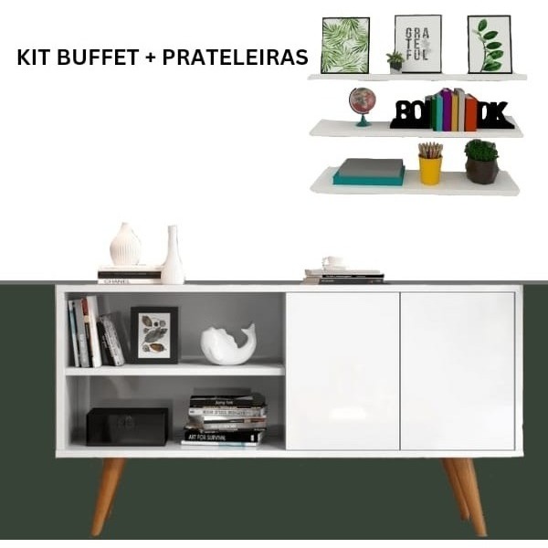 Conjunto Três Suporte Branco E Armário Para Cozinha Planejada