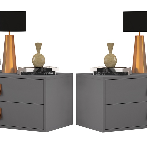 Conjunto Unic 60cm: Mesa De Cabeceira Suspensa Cinza