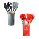 Conjunto Utensílios Cozinha Silicone Set 12 Peças - Cinza