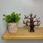 Conjunto Vaso Estampa Folha Rose Gold E Árvore De Cerâmica