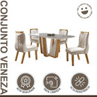 Conjunto Veneza 135x90cm Com 4 Cadeiras Lj Móveis