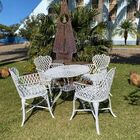 Conjunto Viena Bambu 4 Cadeiras Com Braços + Ombrelone - Bege