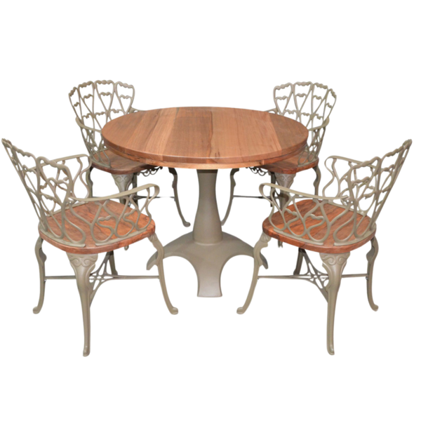 Conjunto Viena Com Mesa Tampo De Madeira E 4 Cadeiras - Marrom