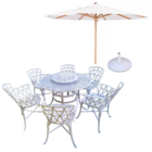 Conjunto Viena Mesa 1,25m Giratória 6 Cadeiras E Guarda Sol -