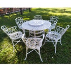 Conjunto Viena Mesa 1,25m Giratória 6 Cadeiras E Guarda Sol -